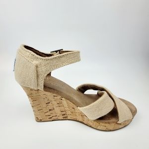 Toms Burlap Cork Wedge Sandal W6